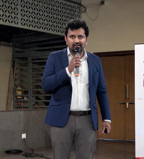 Dr Abhishek G P giving a talk